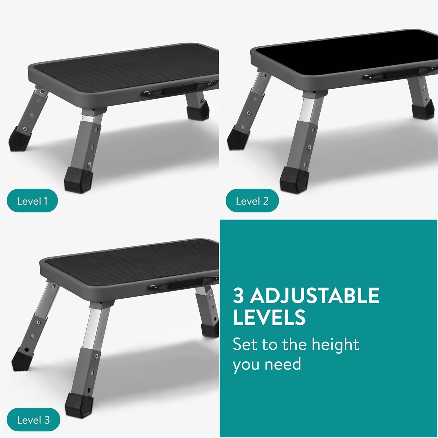 Navaris Αναδιπλούμενο Σκαλοπάτι / Σκαμπό με Pυθμιζόμενο Ύψος - Grey - 61657.01