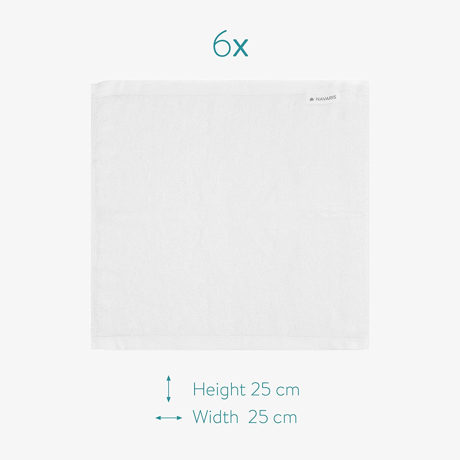 Navaris Bamboo Wash Cloths Pack of 6 Σετ με 6 Πετσέτες από Bamboo - 25 x 25 cm - White / Light Blue / Black - 48734.23.06