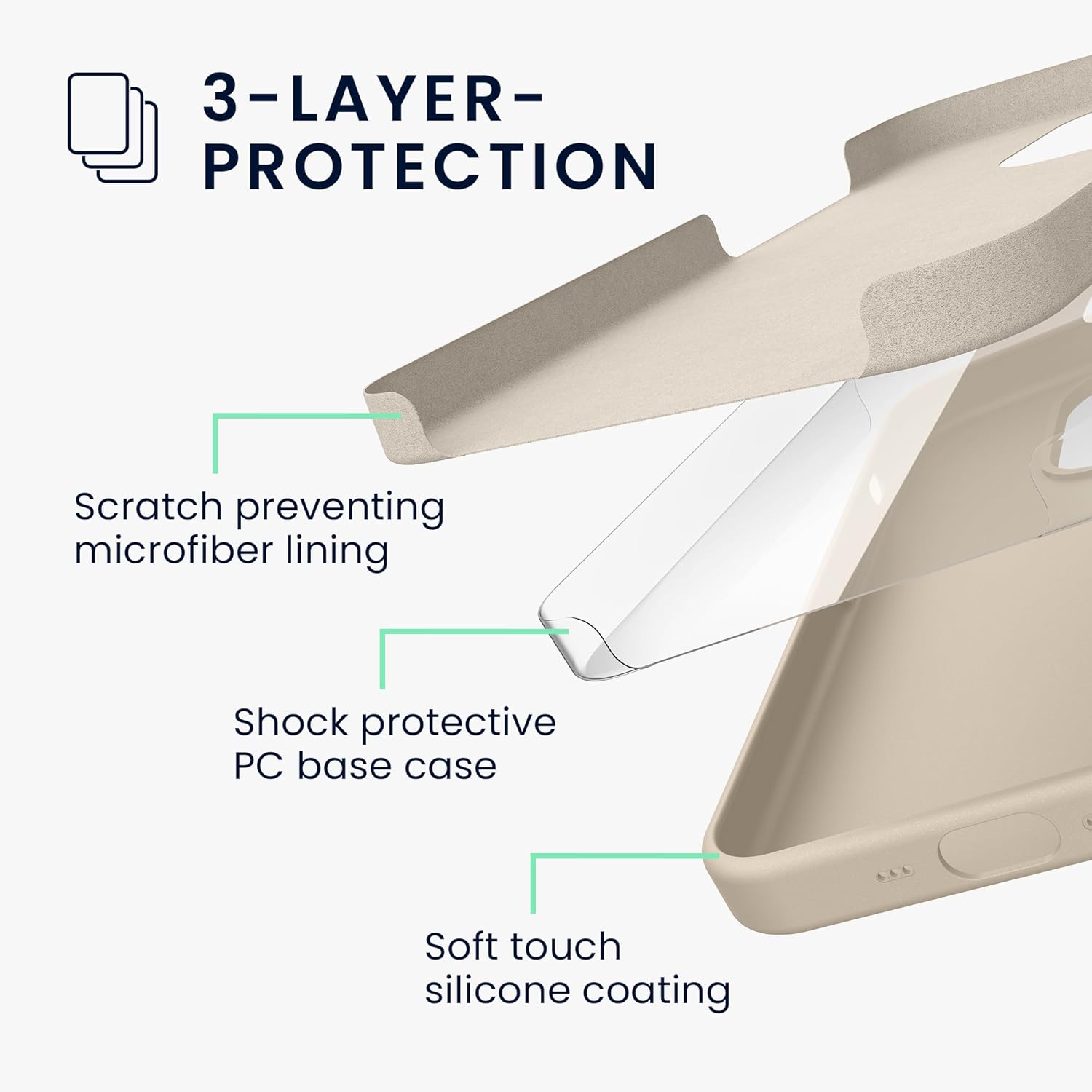 KW iPhone 16 Θήκη Σιλικόνης Rubberized TPU - Cream