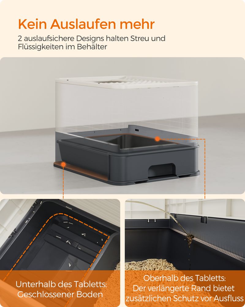 Feandrea Κλειστή Τουαλέτα Γάτας με Συρτάρι - Beige / Dark Grey - PPT001W01