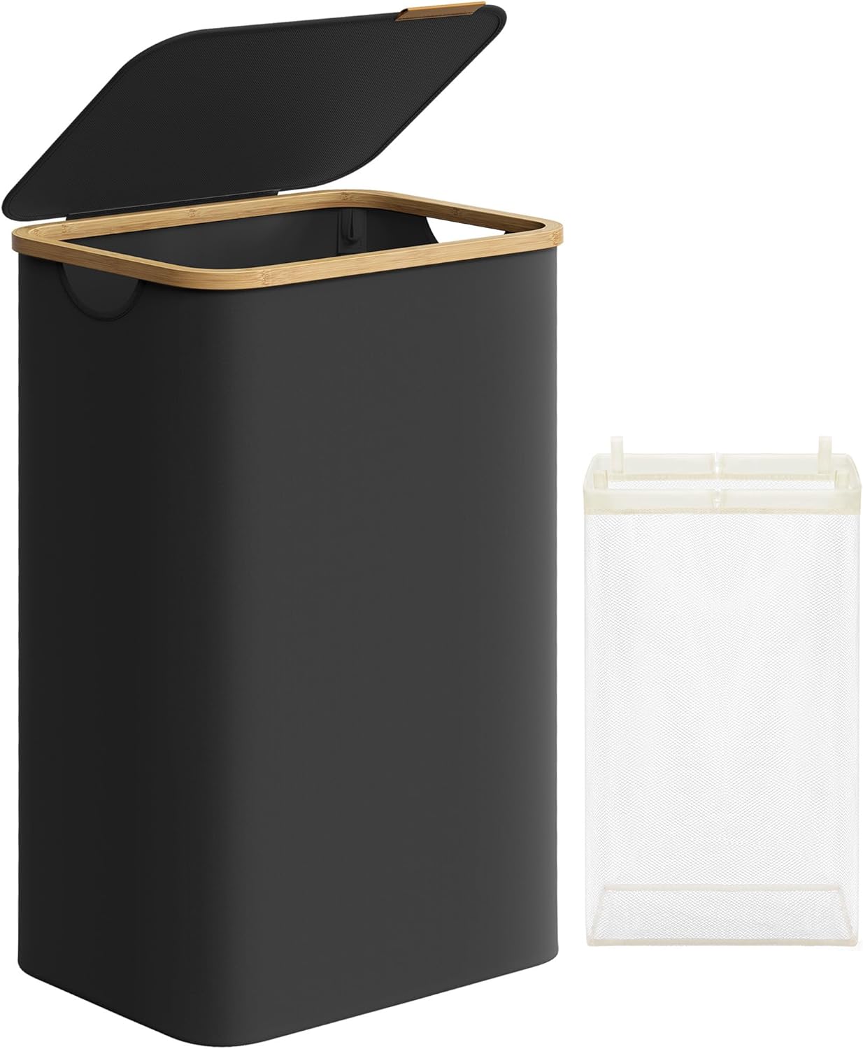 Songmics Καλάθι Απλύτων με Καπάκι και Αποσπώμενο Εσωτερικό Σάκο - 90L - Ink Black - LCB509B01