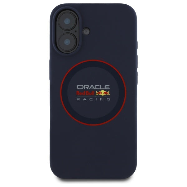 Red Bull iPhone 16 - Silicone Red Ring - MagSafe Σκληρή Θήκη με Πλαίσιο Σιλικόνης - Navy - RBHMP16S24SIILVR