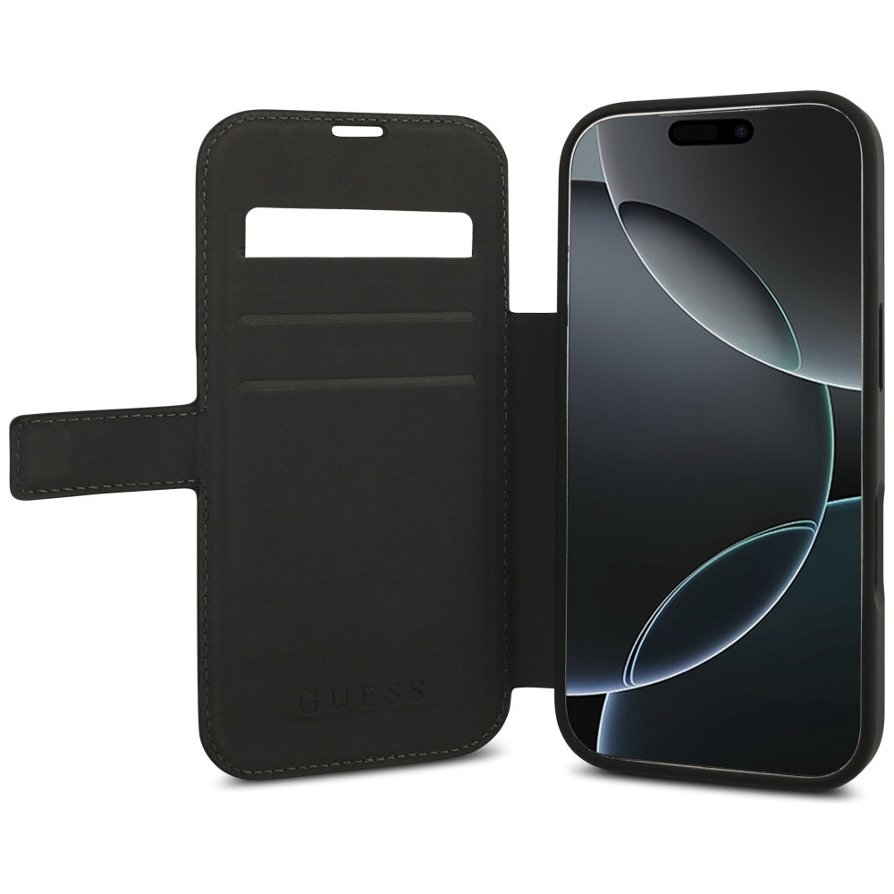 Guess iPhone 17 Pro - Book 4G Metal Logo - Θήκη Βιβλίο από Συνθετικό Δέρμα - Black - GUBKP17L4GMGGR
