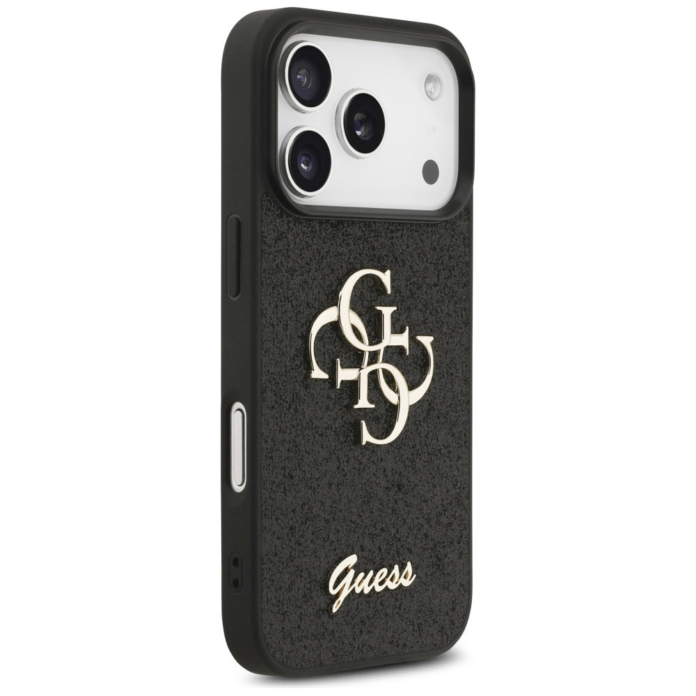 Guess iPhone 17 Pro - Fixed Glitter Big 4G - Σκληρή Θήκη με Πλαίσιο Σιλικόνης - Black - GUHCP17LHG4SGK