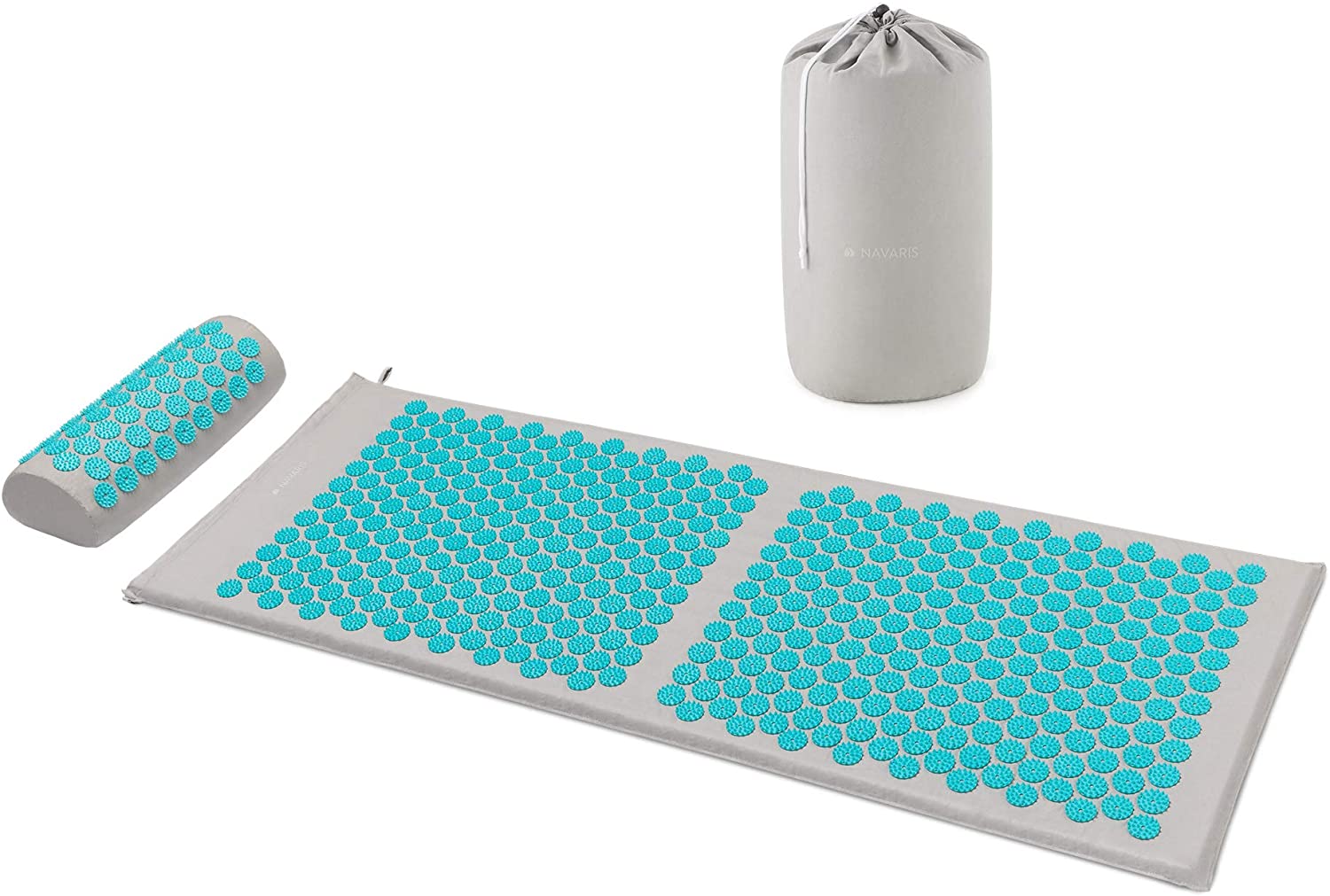 Navaris 2-in-1 Acupressure Mat and Pillow Set Σετ 2 σε 1 Χαλάκι και Μαξιλάρι Μασάζ - Grey / Light Blue - 52759.22.23