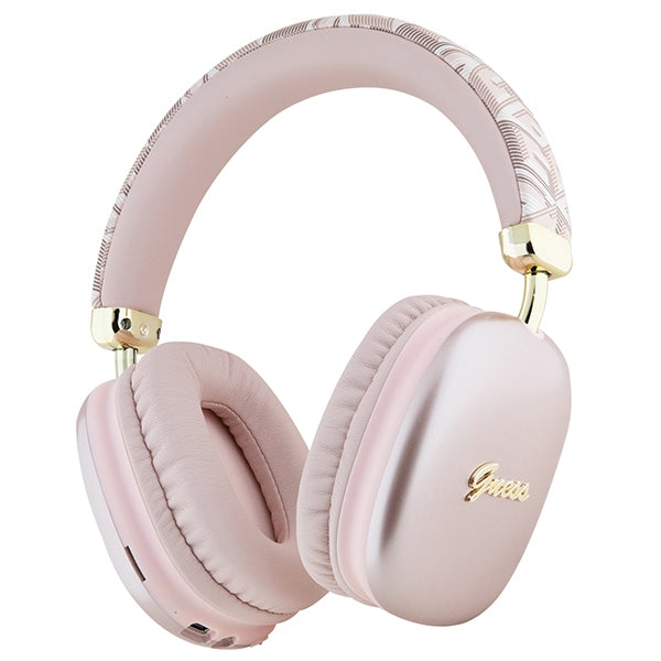 Guess Over-Ear Gcube Metallic Script Logo - Ασύρματα Bluetooth Ακουστικά - Pink