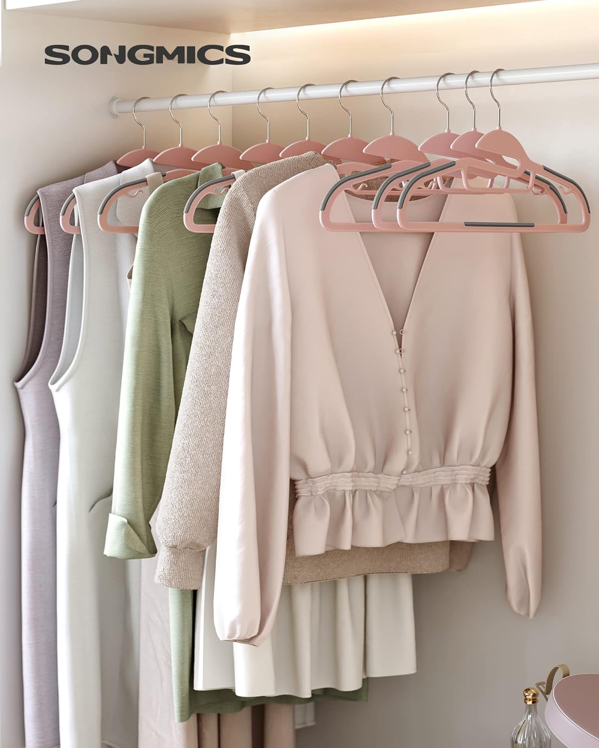 Songmics Σετ με 50 Πλαστικές Κρεμάστρες Ρούχων - Pink / Dark Grey - CRP041P02