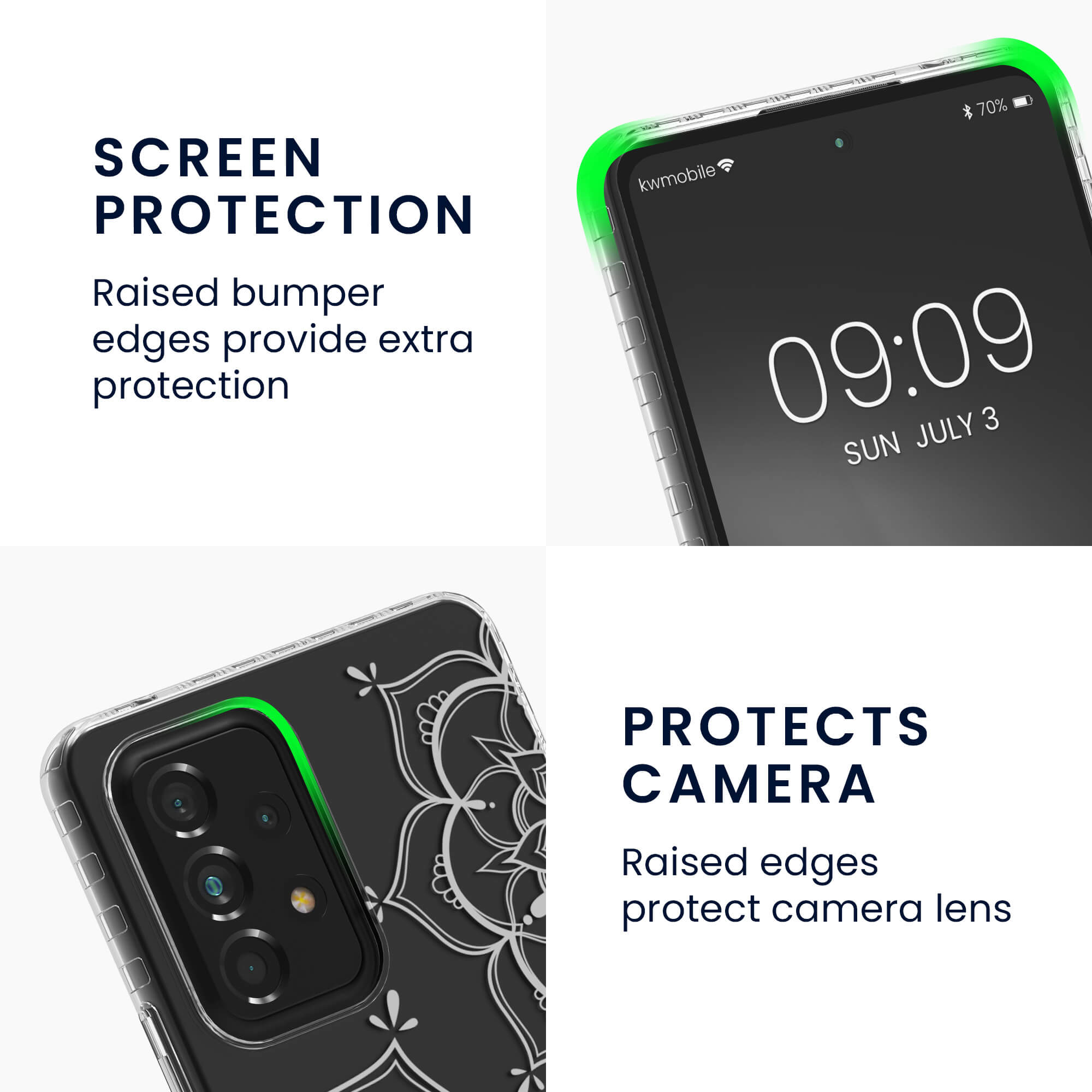 KW Samsung Galaxy A53 5G Σκληρή Θήκη με Πλαίσιο Σιλικόνης - Design Flower Twins - Διάφανη - Silver - 58368.03