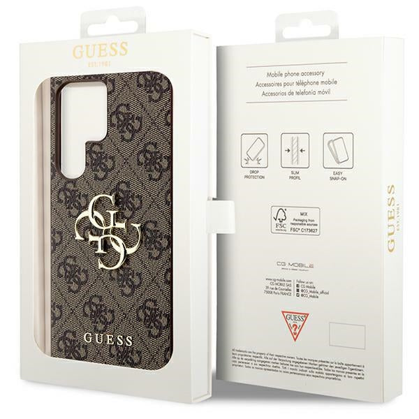 Guess Samsung Galaxy S24 Ultra - 4G Big Metal Logo Θήκη με Επένδυση Συνθετικού Δέρματος - Brown - GUHCS24L4GMGBR