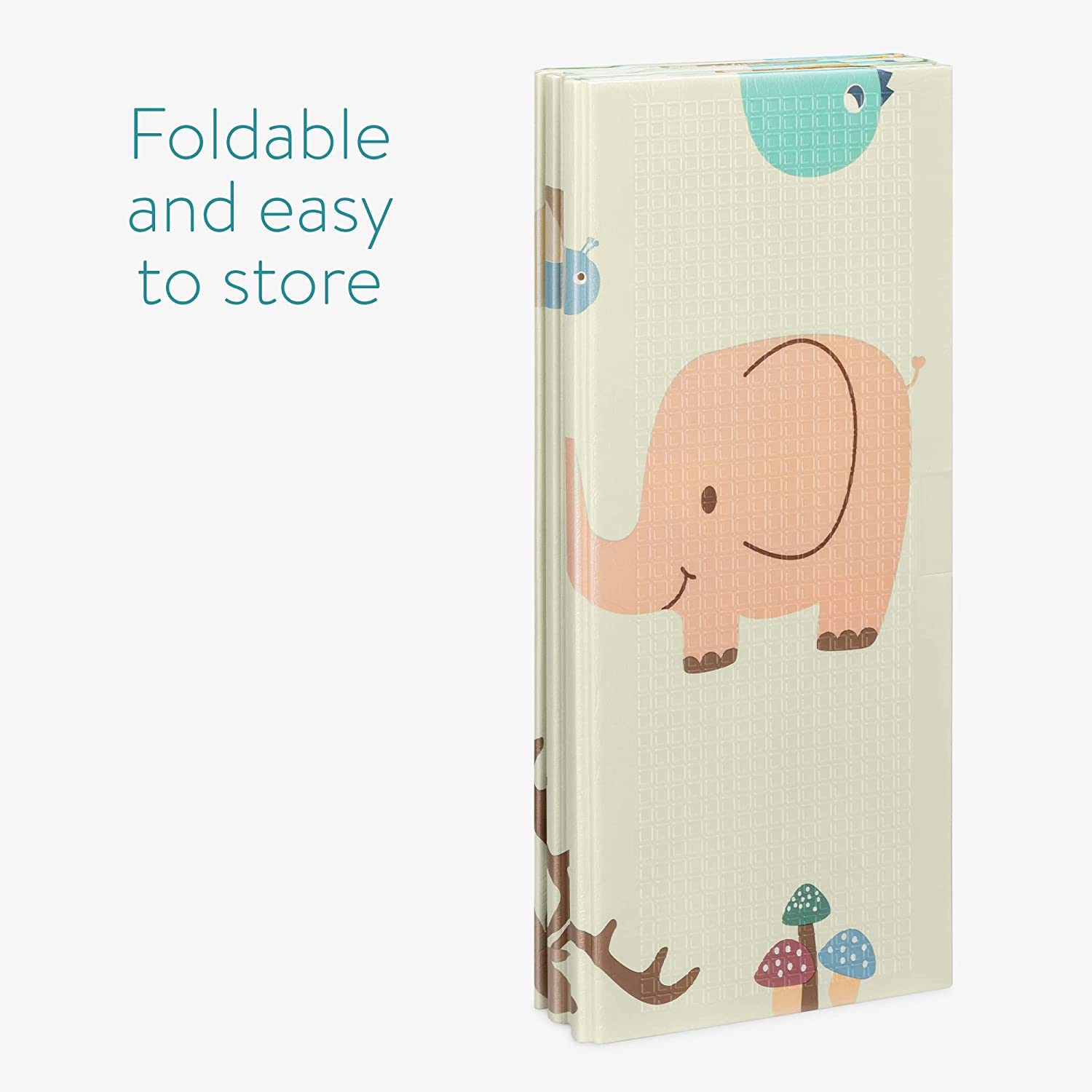 Navaris Αναδιπλούμενο Χαλάκι Παιχνιδιού Διπλής Όψης για Μωρά - 200 x 180 x 1 cm - Green / Beige - 55293.01