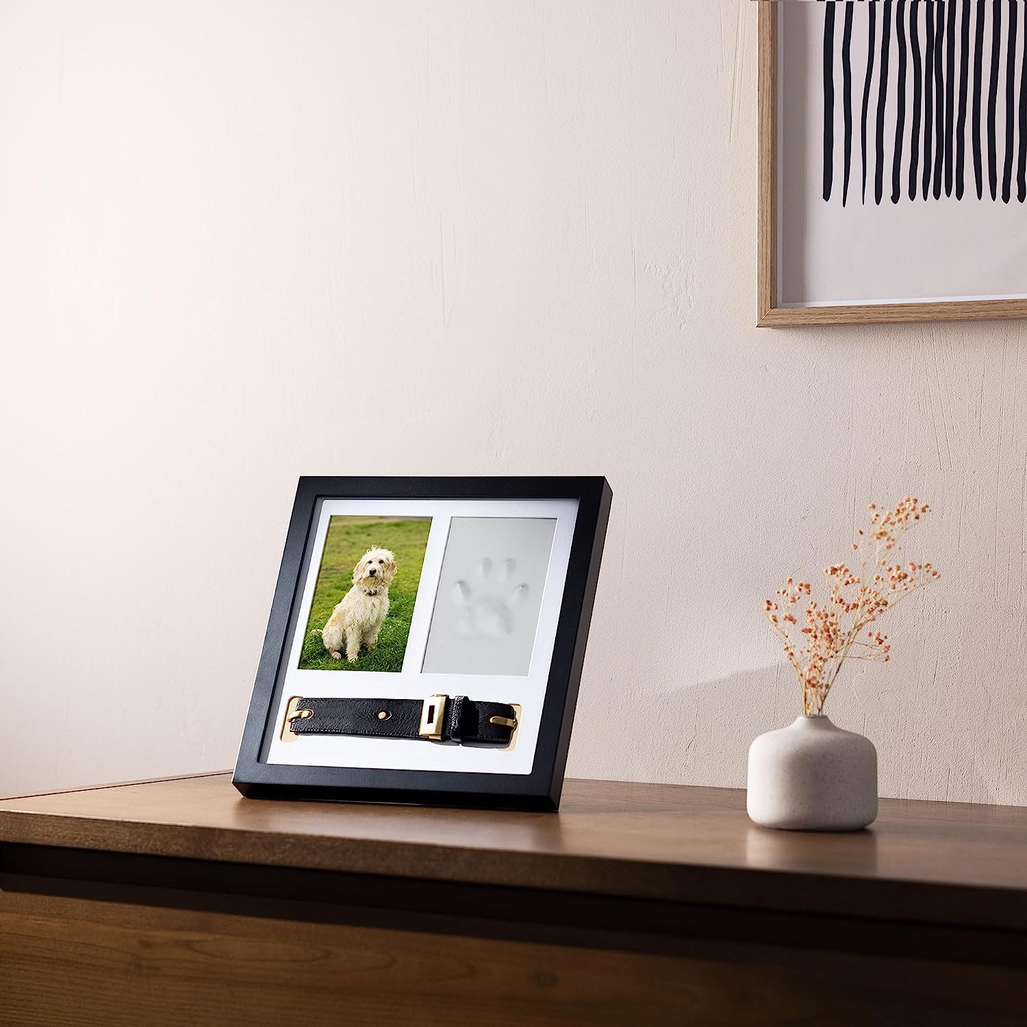 Navaris Κορνίζα 3 in 1 με Πηλό για Αποτύπωμα Κατοικίδιου και Θήκη για το Κολάρο - 27 x 28,5 x 4,5 cm - Black - 60667.01