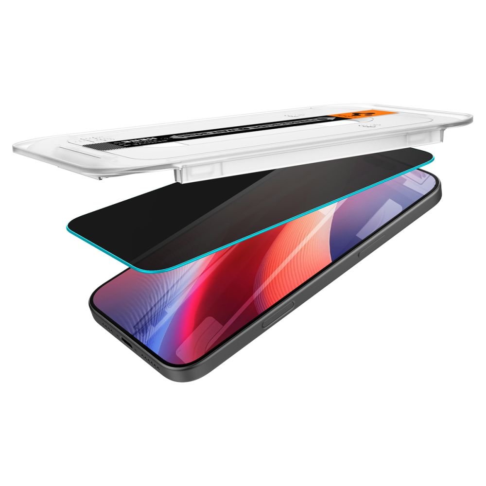 Spigen iPhone 16 Pro / iPhone 17 / iPhone 17 Pro Glas.TR Privacy EZ Fit 9H Αντιχαρακτικό Γυαλί Οθόνης - 2 Τεμάχια - Black - AGL07929