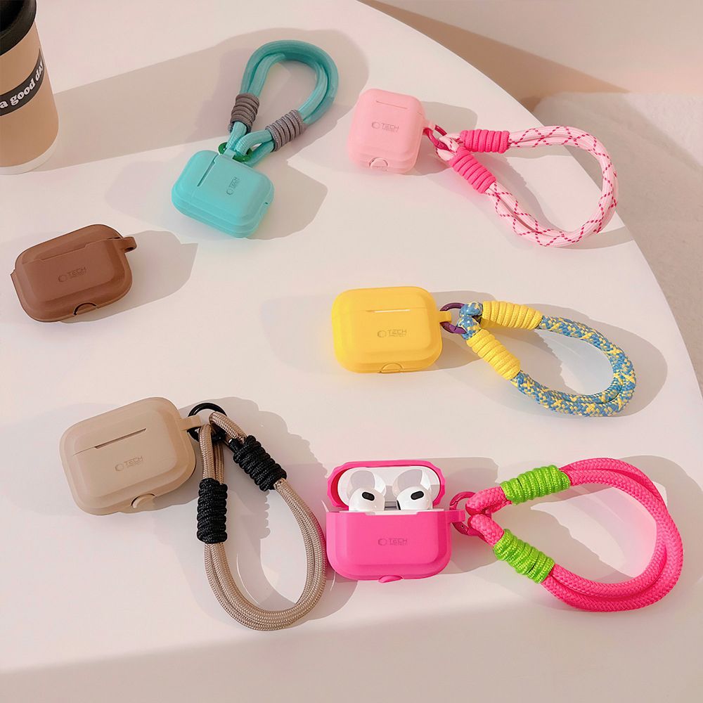 Tech-Protect AirPods Pro 1 / 2 Θήκη Σιλικόνης - Silicone Rope - Caffe Latte