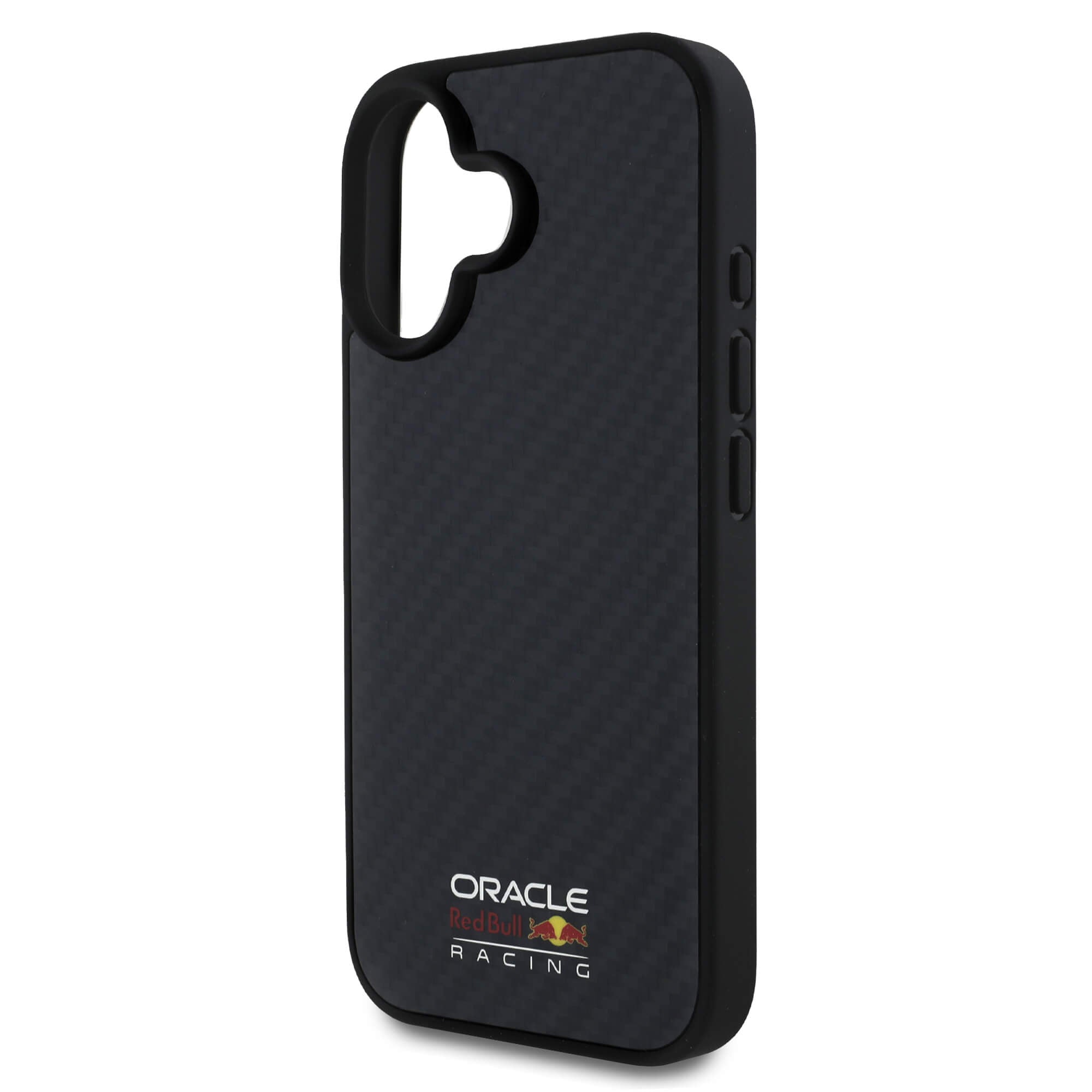 Red Bull iPhone 16 - Carbon Fiber Shiny Logo - MagSafe Σκληρή Θήκη με Πλαίσιο Σιλικόνης - Black - RBHMP16S24CFILSK