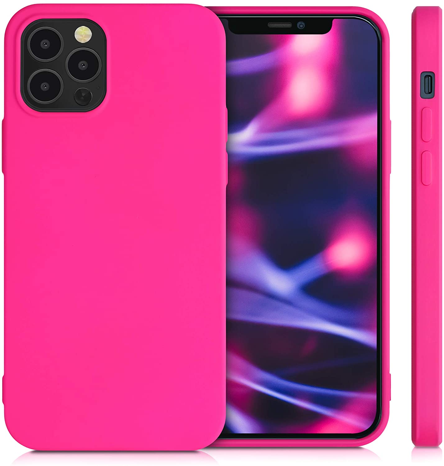 KW iPhone 12 / iPhone 12 Pro Θήκη Σιλικόνης Rubberized TPU - Neon Pink - 53844.77
