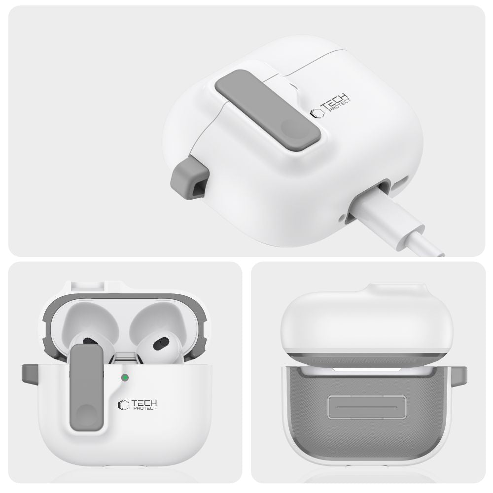 Tech-Protect AirPods 4 Θήκη από Σκληρό Πλαστικό - Slim Hook - White