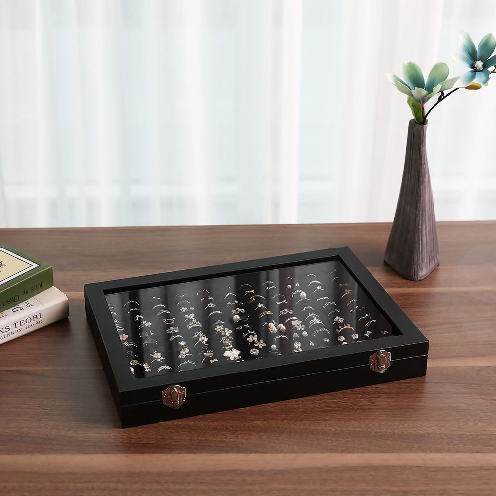 Songmics Κουτί Κοσμημάτων για Δαχτυλίδια - Black - JDS301