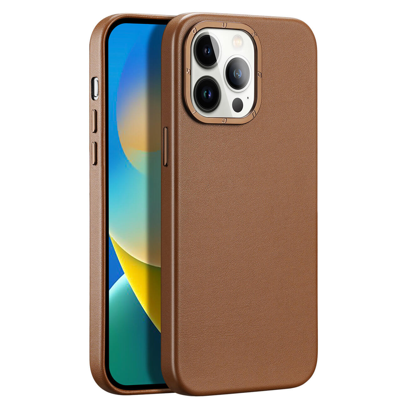 Dux Ducis iPhone 14 Pro Max Grit Leather Case Θήκη με Επένδυση Συνθετικού Δέρματος και MagSafe - Brown