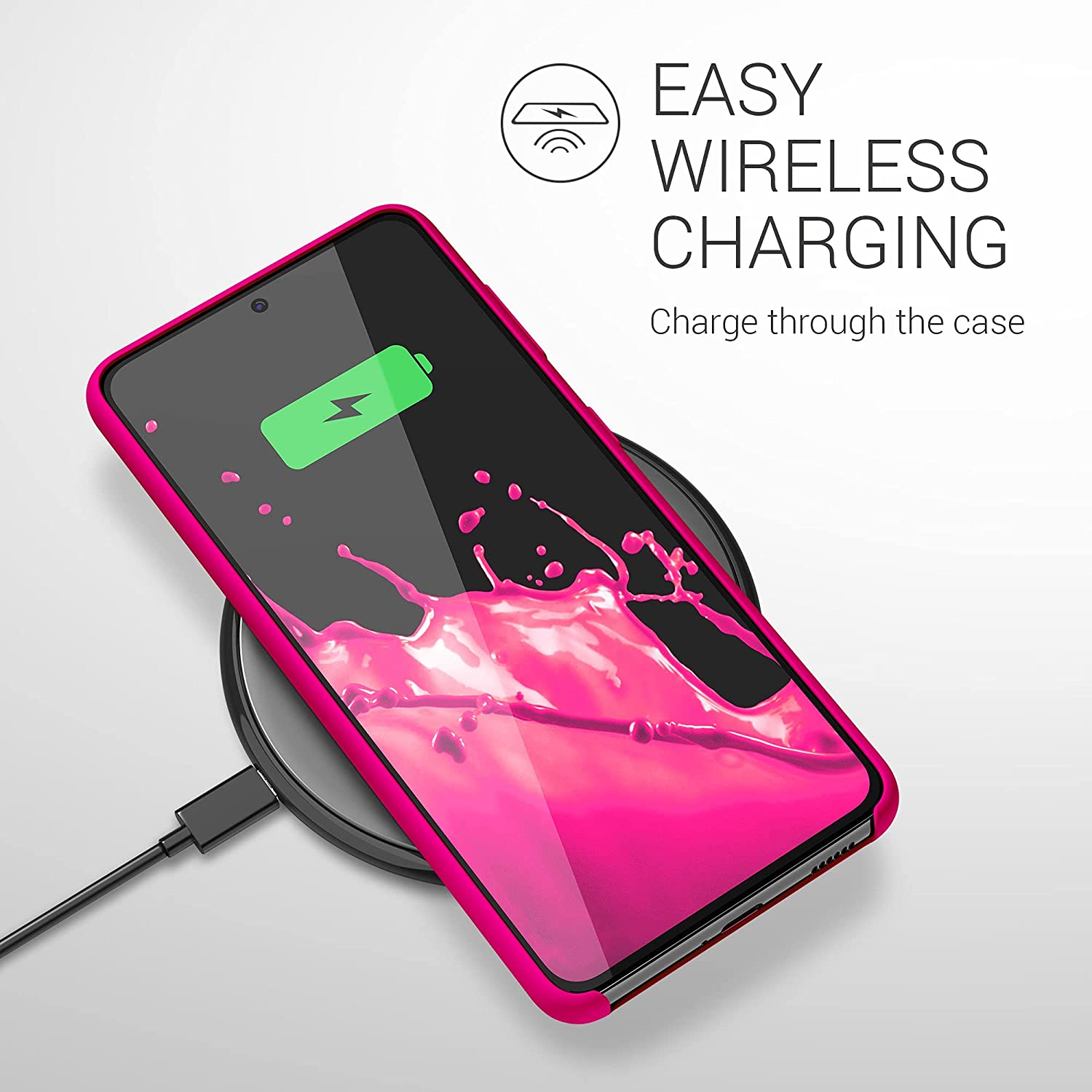 KW Samsung Galaxy S21 Θήκη Σιλικόνης Rubber TPU - Neon Pink - 54056.77