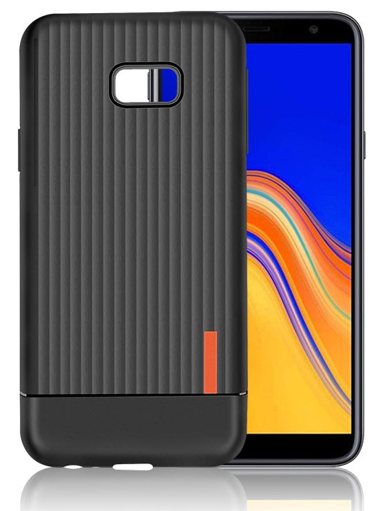 OEM Samsung Galaxy J4 Plus 2018 Θήκη Σιλικόνης Business Luggage Stripe TPU - Black