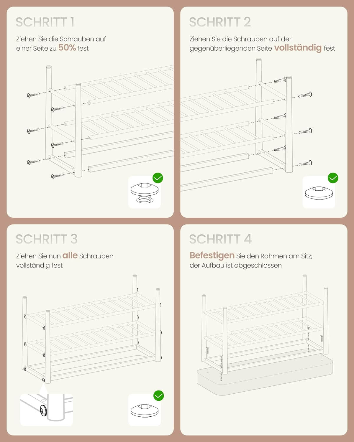 Vasagle EKHO Πάγκος / Σκαμπό με Κάθισμα από Συνθετικό δέρμα και 2 Ράφια - 30 x 80 x 50 cm - Forest Green - LSB054C01