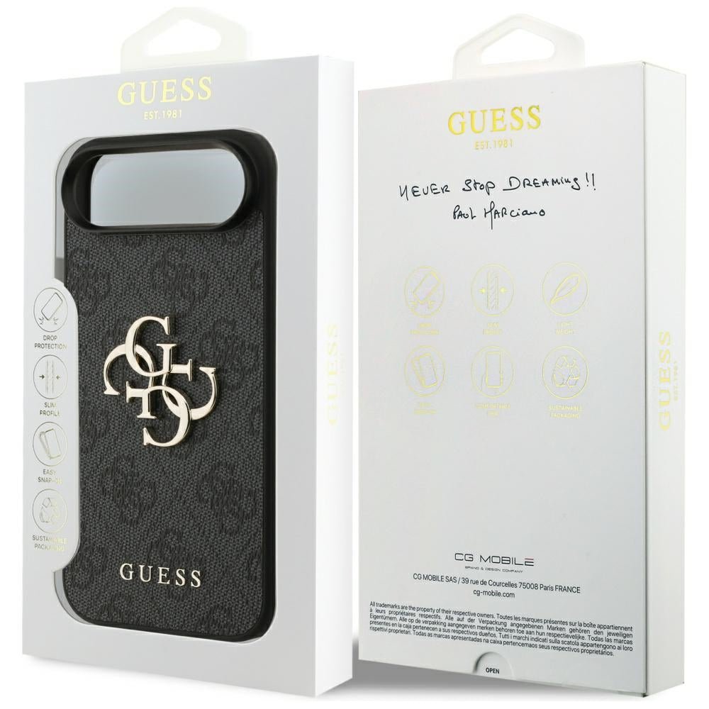 Guess iPhone Air - 4G Big Logo - Σκληρή Θήκη με Πλαίσιο Σιλικόνης και Επένδυση Συνθετικού Δέρματος - Black - GUHCP17M4GMGGR
