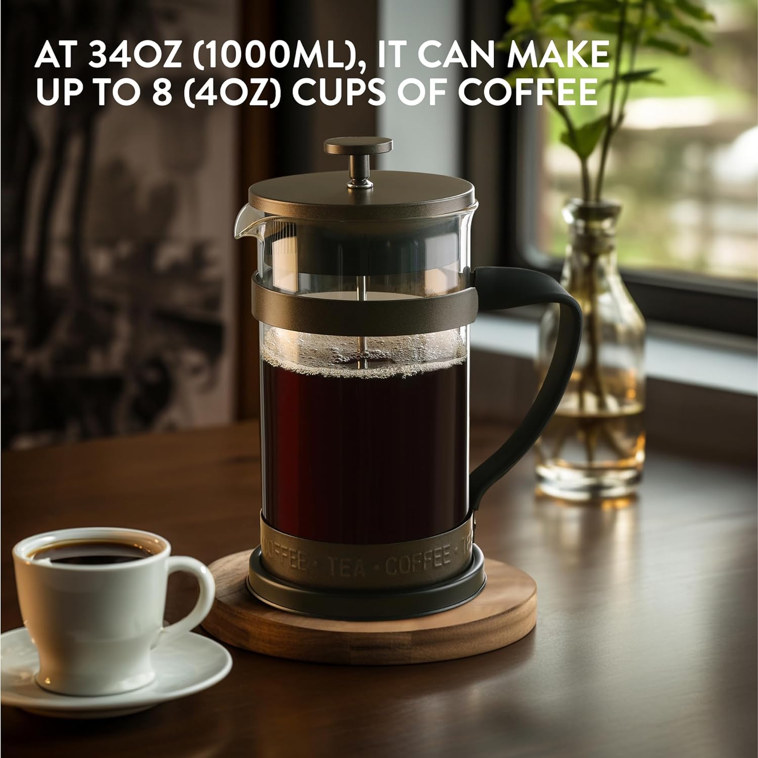 Navaris Γαλλική Καφετιέρα με Φίλτρο από Ανοξείδωτο Ατσάλι - 1000ml - Brown - 46547.03