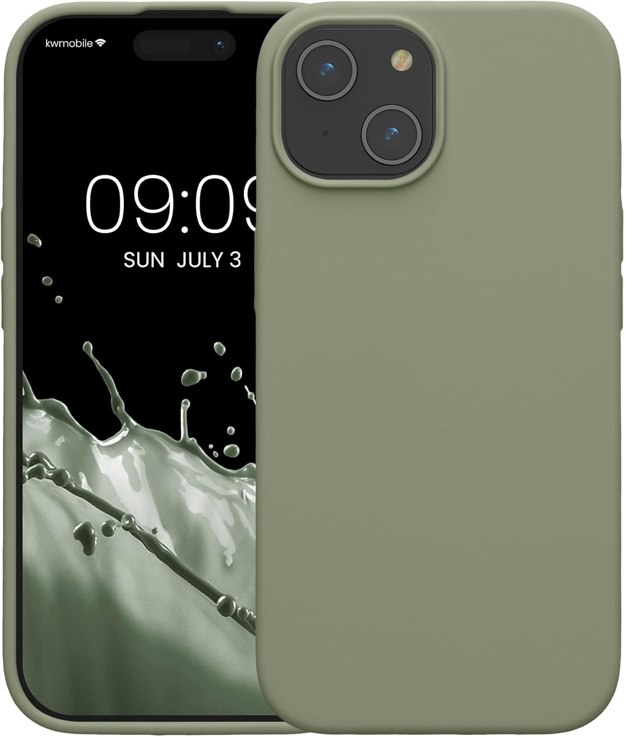 KW iPhone 15 Θήκη Σιλικόνης Rubberized TPU - Grey Green
