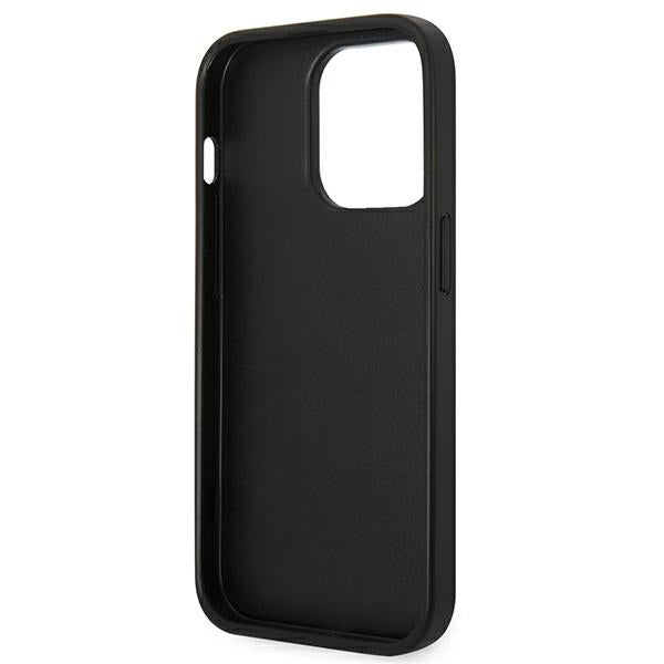 Karl Lagerfeld iPhone 14 Pro - Saffiano Karl's Head Patch Σκληρή Θήκη με Επένδυση Συνθετικού Δέρματος και Πλαίσιο Σιλικόνης - Silver - KLHCP14LSAPKHG