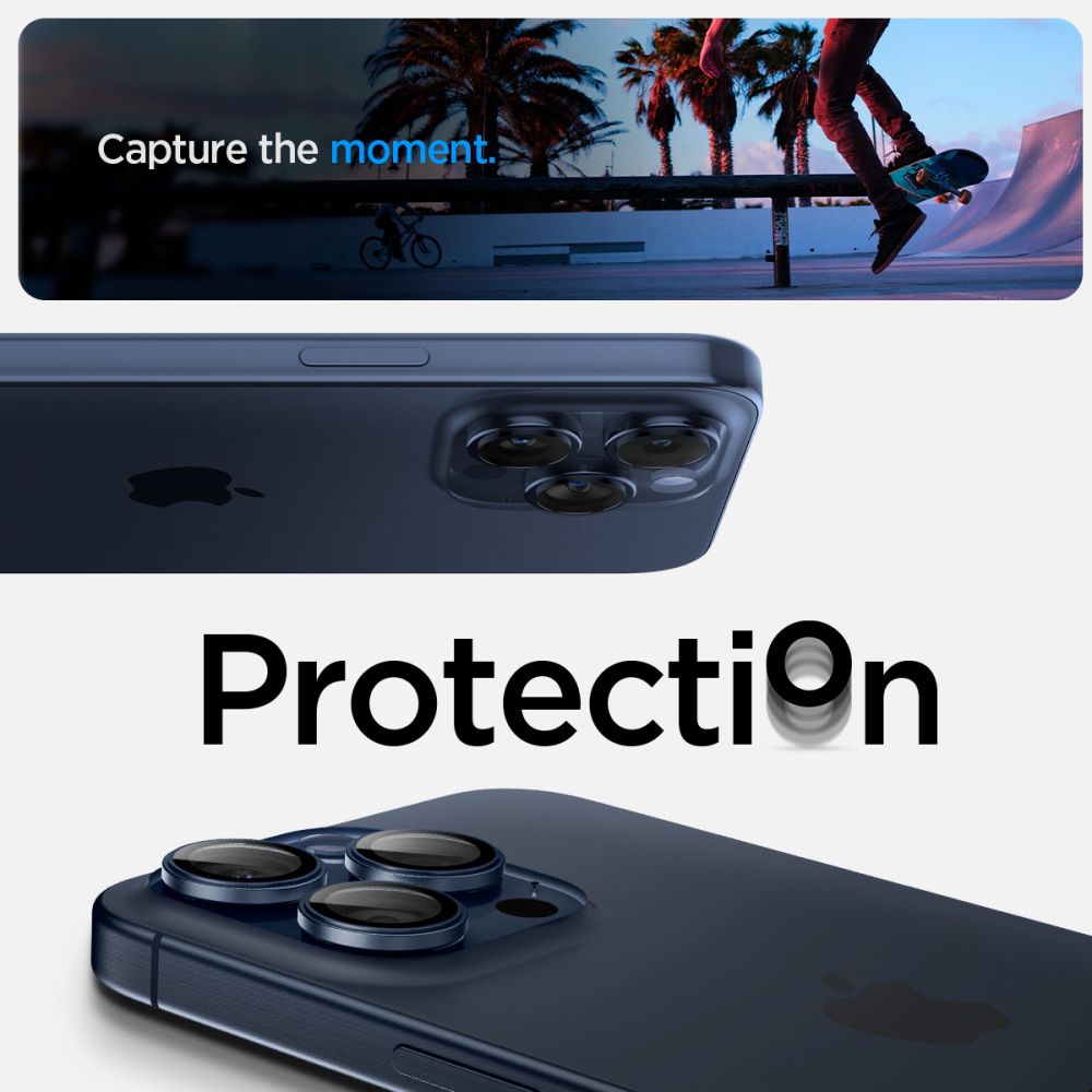 Spigen iPhone 14 Pro / 14 Pro Max / 15 Pro / 15 Pro Max Optik.TR EZ Fit Αντιχαρακτικό Γυαλί για την Κάμερα - 2 Τεμάχια - Blue Titanium - likebrands.gr
