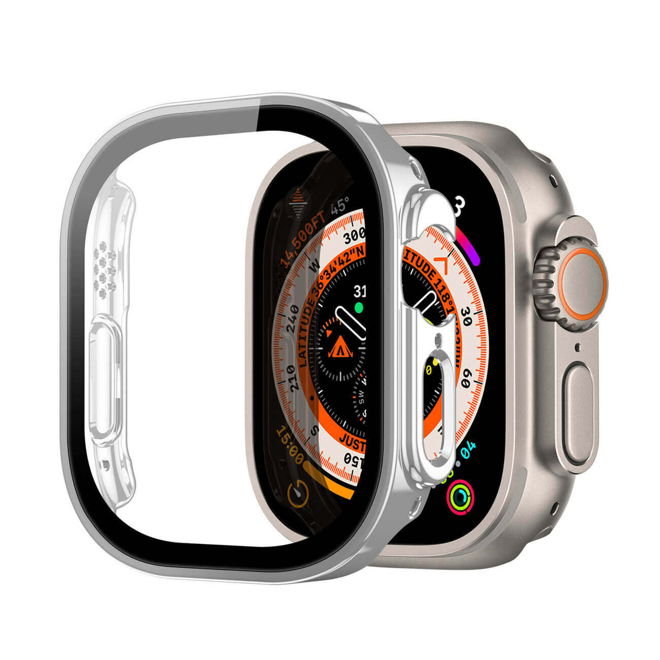 Dux Ducis Σκληρή Θήκη με προστασία Οθόνης Apple Watch Ultra (1/2/3) - 49mm Hamo Case - Silver