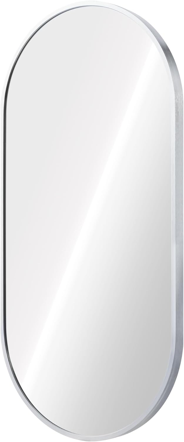 Navaris Οβάλ Καθρέπτης Τοίχου - 75 x 38 x 3 cm - Silver - 59011.02