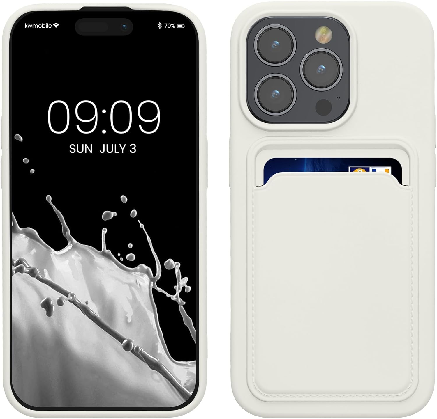 KW iPhone 15 Pro Θήκη Σιλικόνης TPU με Υποδοχή για Κάρτα - White