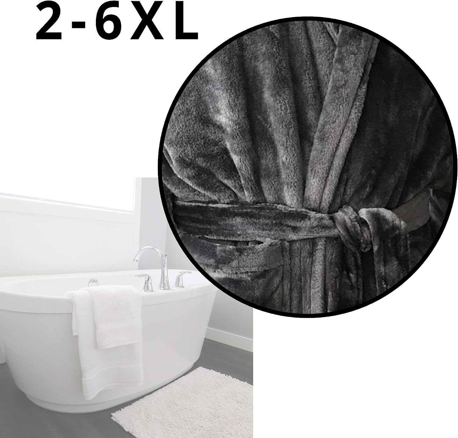 HOMELEVEL Plus Size Unisex Μπουρνούζι / Ρόμπα - Μέγεθος 6XL - Black - 55411.01.36