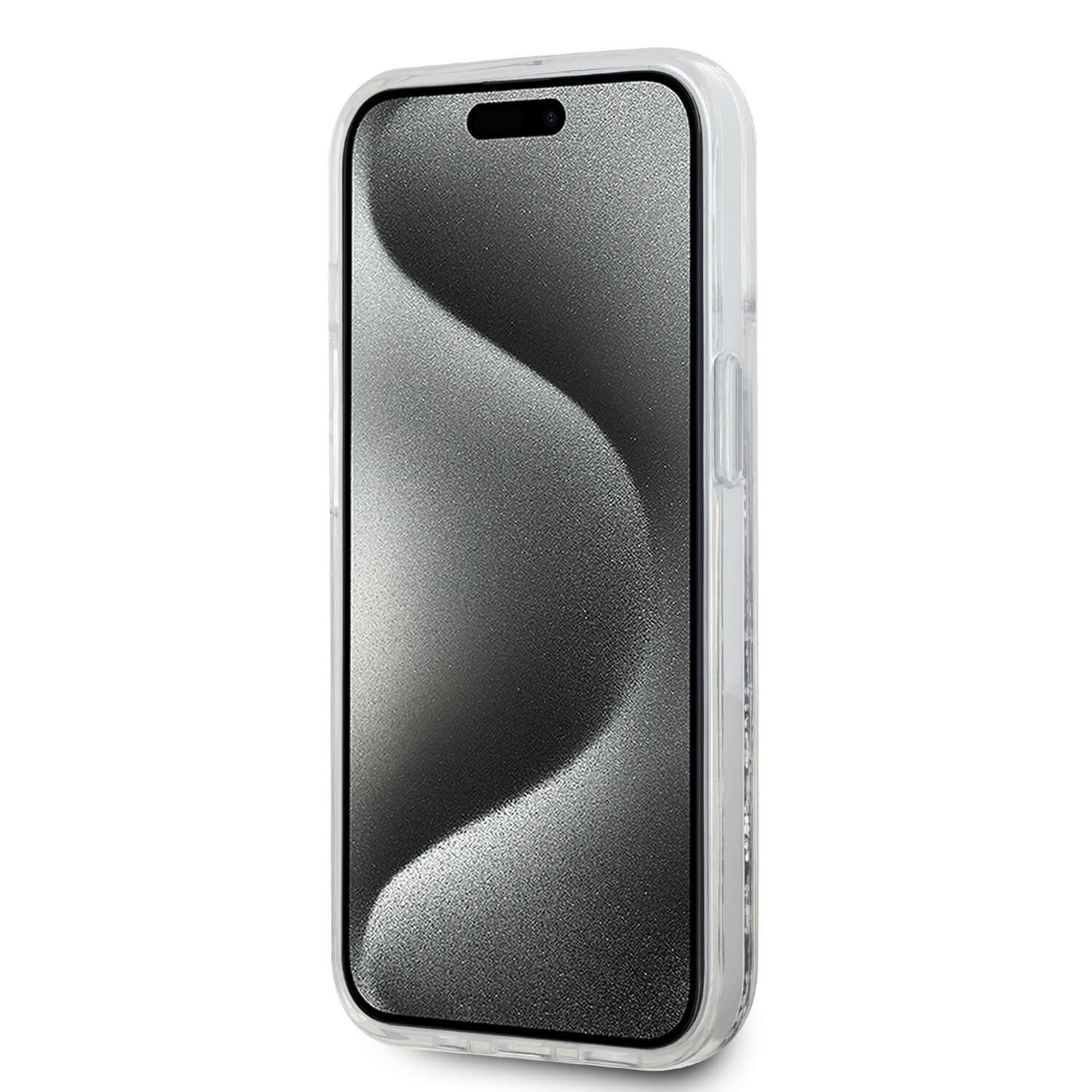 Karl Lagerfeld iPhone 15 / 14 / 13 - Liquid Glitter Karl Head MagSafe - Σκληρή Θήκη με Πλαίσιο Σιλικόνης - Διάφανη - KLHMP15SLGKISGH
