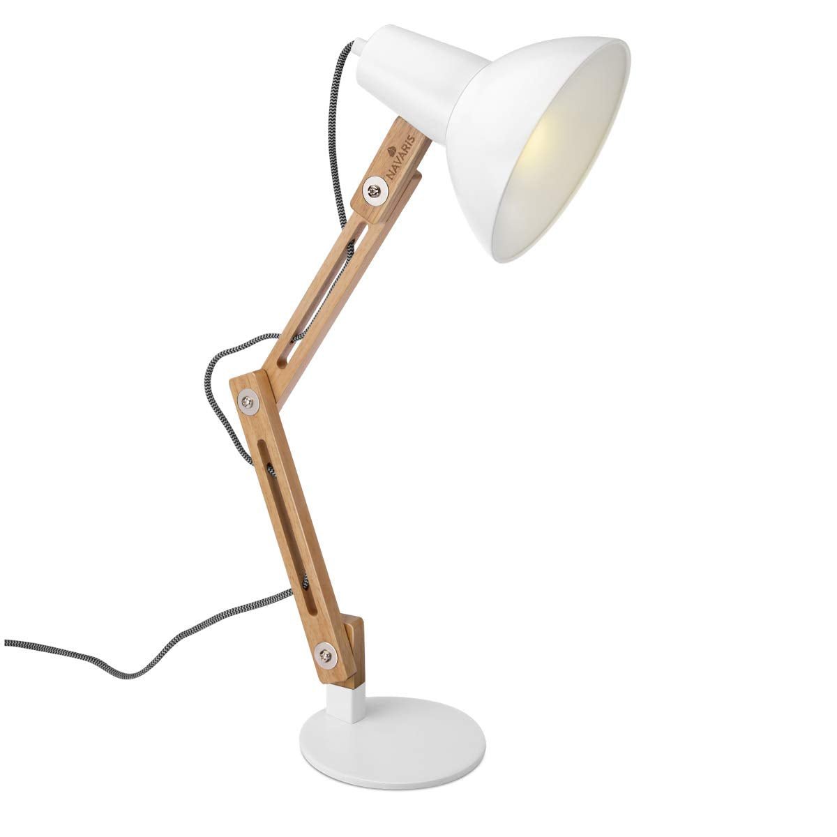 Navaris Wooden Desk Lamp Επιτραπέζιο Φωτιστικό από Ξύλο - Brown / White - 49125.02
