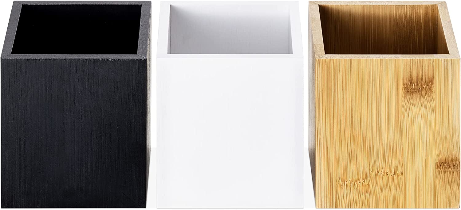 Navaris Σετ με 3 Κουτιά Αποθήκευσης από Μπαμπού - Black / White / Natural - 57340.01
