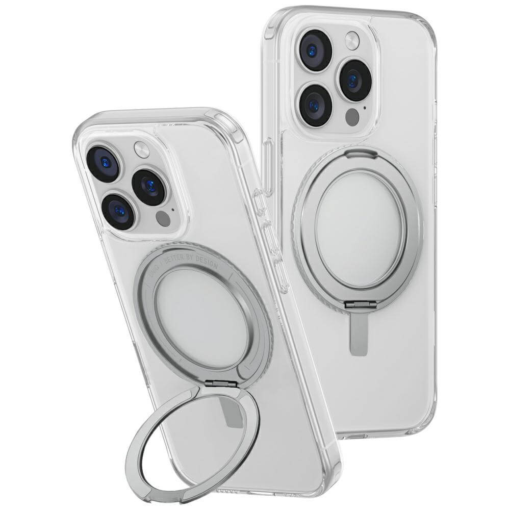 Uniq iPhone 16 Pro - Swivix 360 Rotating Kickstand - Σκληρή Θήκη με Πλαίσιο Σιλικόνης και Σταντ - Διάφανη