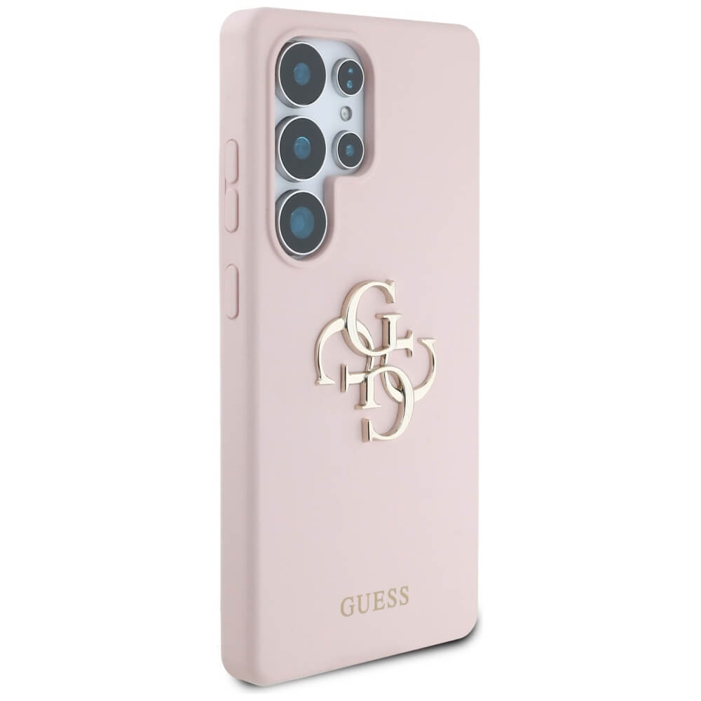 Guess Samsung Galaxy S25 Ultra - Silicone Big 4G Logo Bottom Script - Σκληρή Θήκη με Πλαίσιο Σιλικόνης - Pink - GUHCS25LS4SMDP