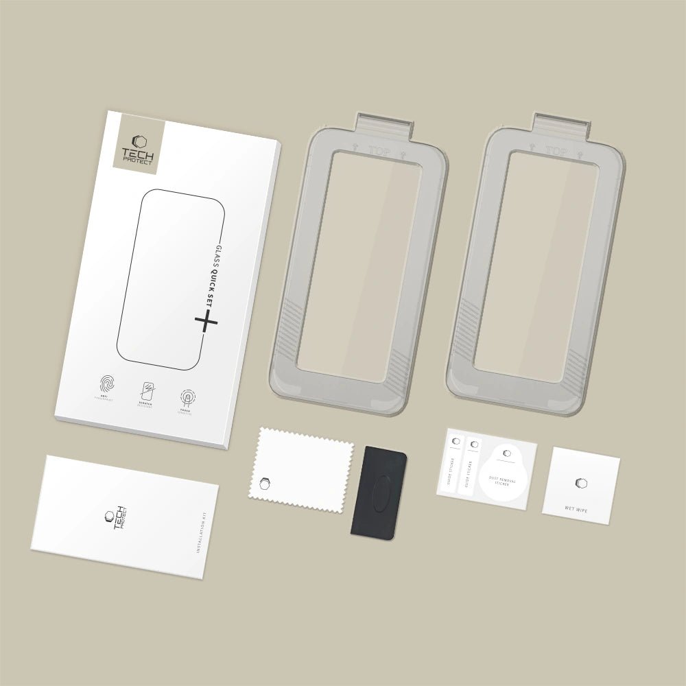 Tech - Protect iPhone 17 - Quick Set+ - Σετ με 2 Full Screen Αντιχαρακτικά Γυαλιά Οθόνης με Οδηγό Τοποθέτησης - Black