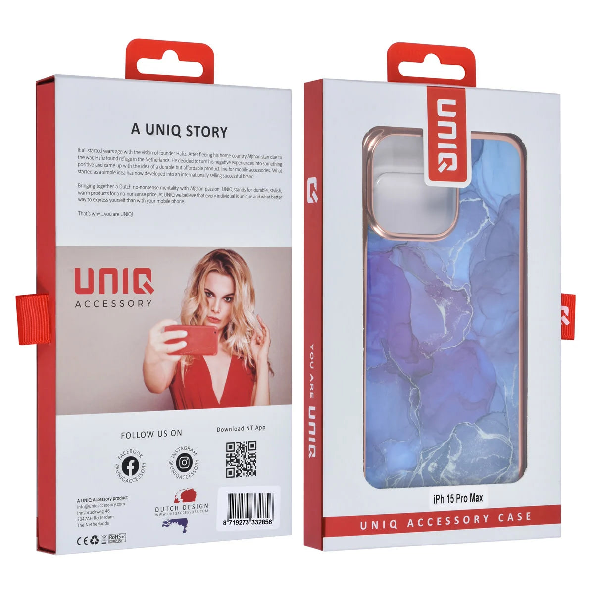 Tuniq iPhone 15 Pro Max - Σκληρή Θήκη με Πλαίσιο Σιλικόνης - Σχέδιο Μάρμαρο - Μοβ