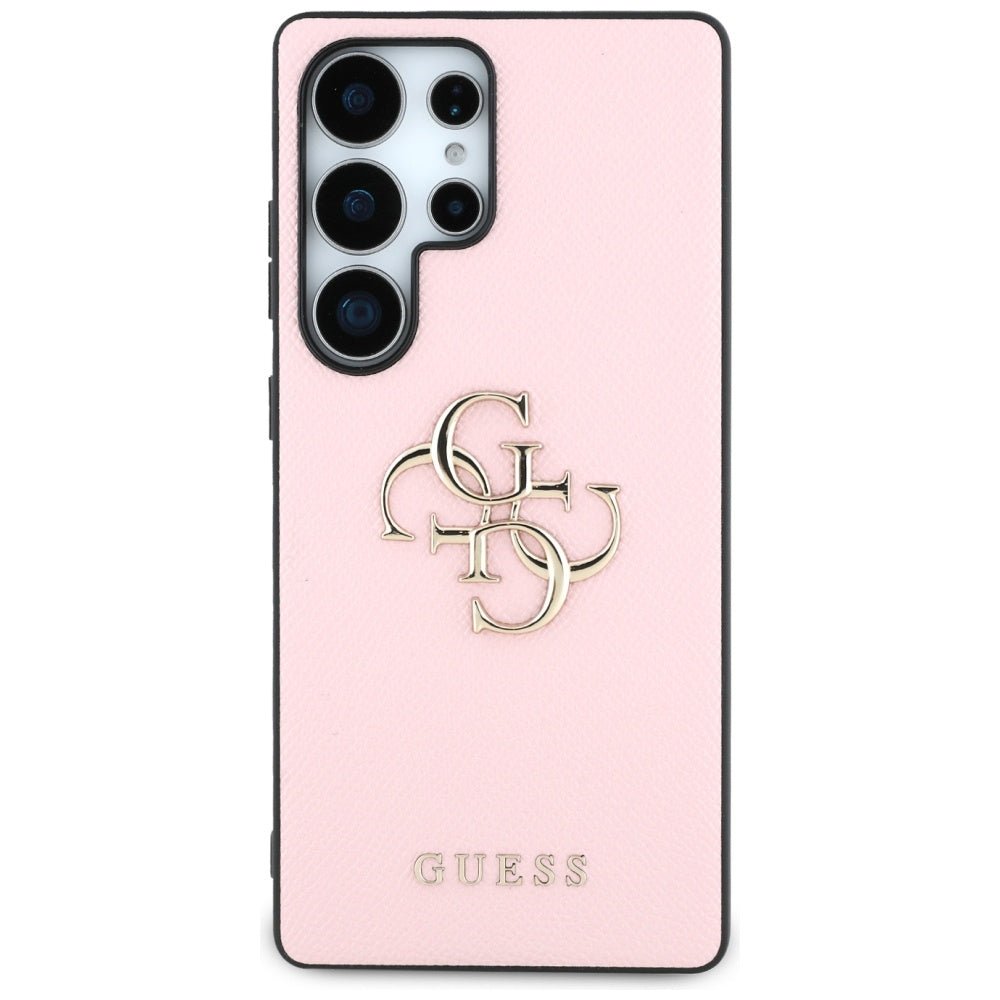 Guess Samsung Galaxy S25 Ultra - Grained Big 4G Logo Small Classic Logo - Σκληρή Θήκη με Επένδυση από Οικολογικό Δέρμα - Pink - GUHCS25LPGT4MBP