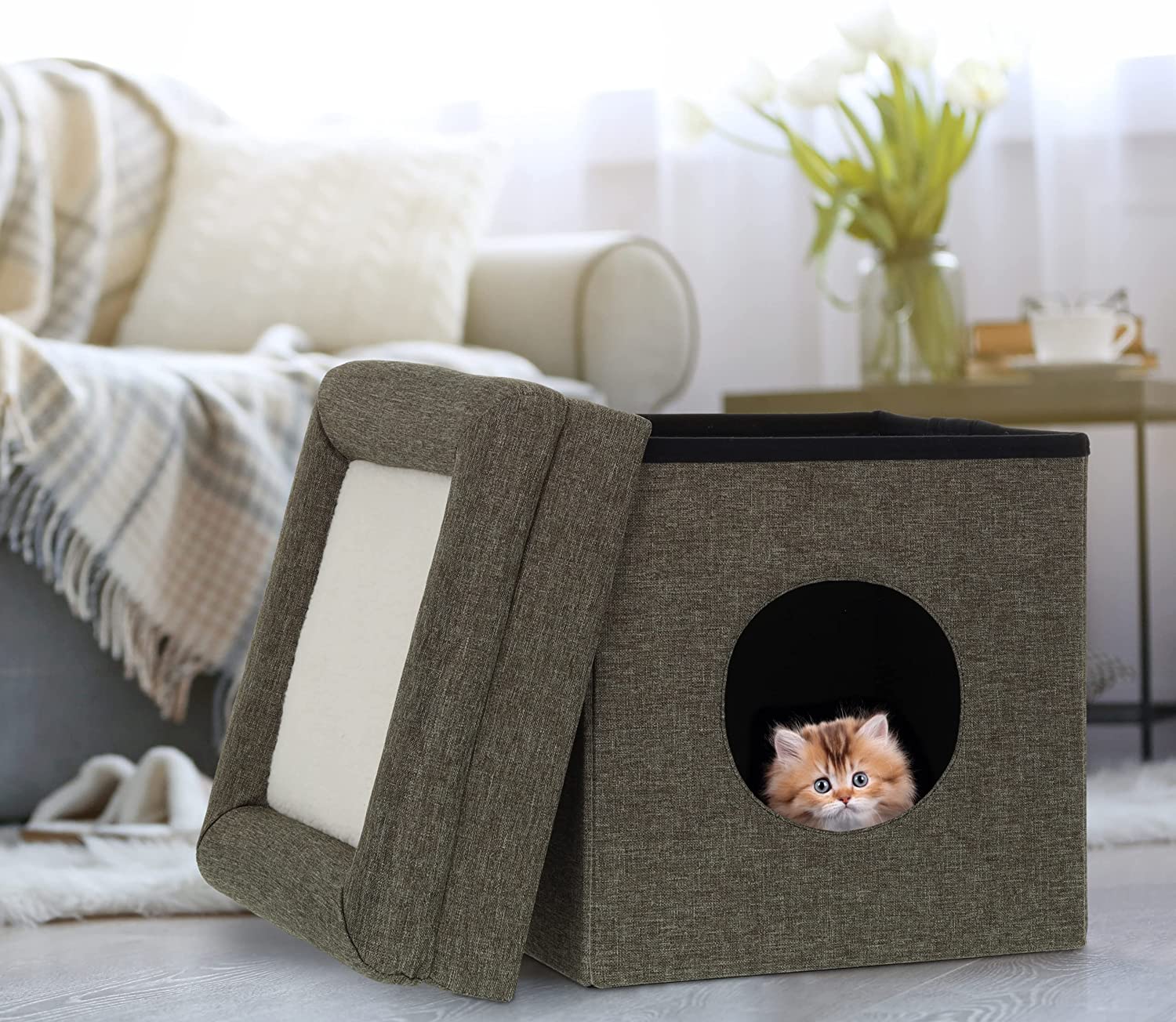 Relaxdays Κρησφύγετο / Σπηλιά για Γάτες και Μικρά Σκυλιά - 44 x 38 x 38 cm - Grey - 4052025385125