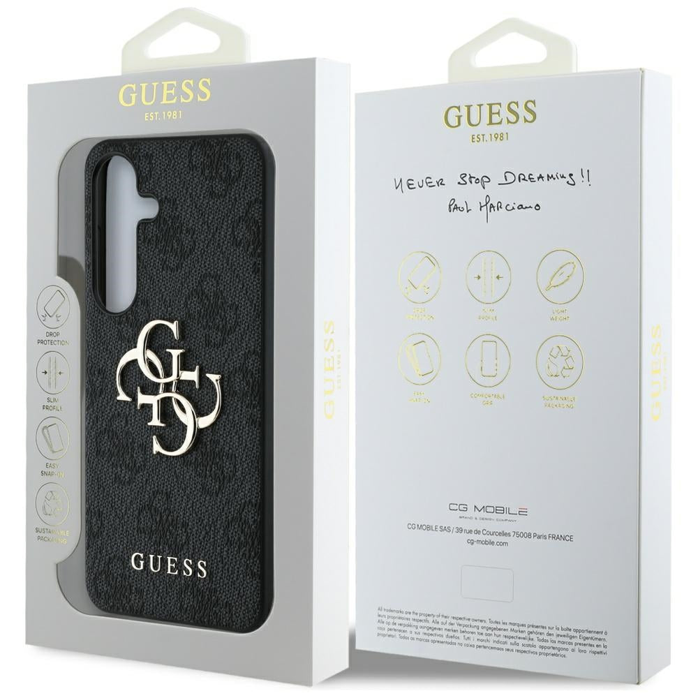 Guess Samsung Galaxy S25 - 4G Big Metal Logo - Θήκη με Επένδυση Συνθετικού Δέρματος - Black - GUHCS25S4GMGGR