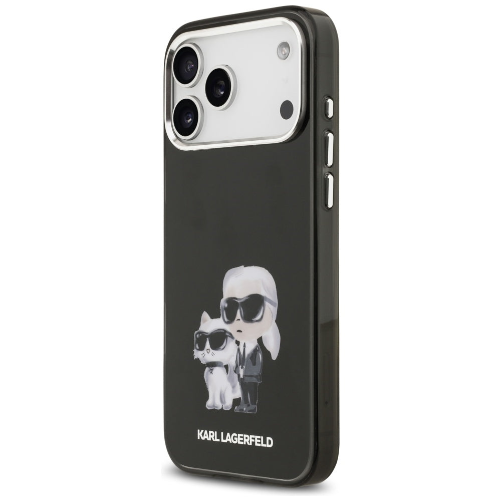 Karl Lagerfeld iPhone 17 Pro Max - IML Aquarelle Karl / Choupette and Logo MagSafe - Σκληρή Θήκη με Πλαίσιο Σιλικόνης - Black - KLHMP17XHMKCAQOK