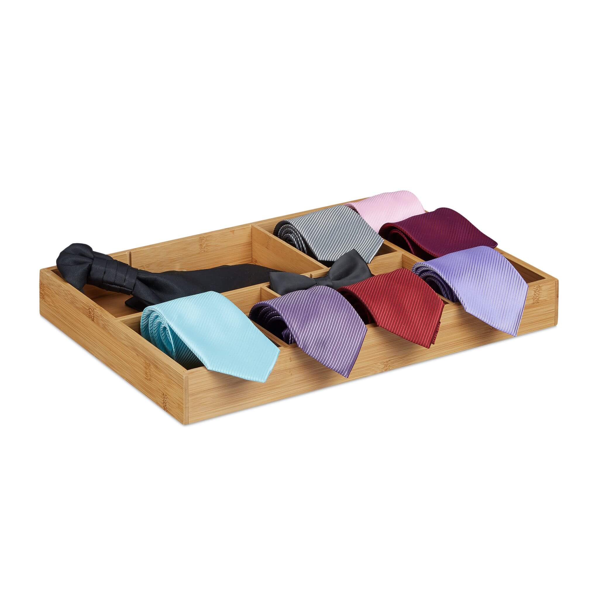 Relaxdays Ρυθμιζόμενη Ξύλινη Θήκη Συρταριού - Natural - 4052025203290