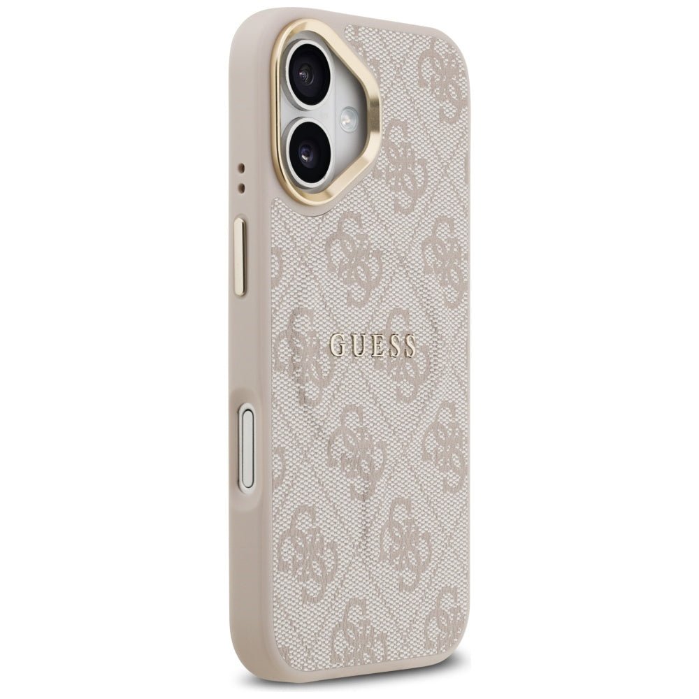 Guess iPhone 17 - 4G PU Classic Logo MagSafe - Σκληρή Θήκη με Πλαίσιο Σιλικόνης και Επένδυση Οικολογικού Δέρματος - Pink - GUHMP17SP4MSEGCP
