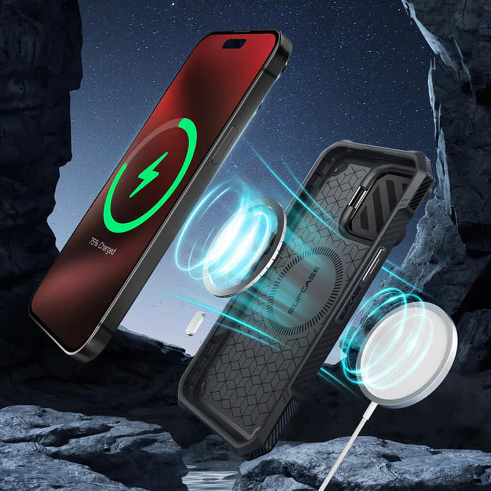 Supcase iPhone 15 Pro Max - Unicorn Beetle XT MagSafe - Σκληρή Θήκη με Προστασία Κάμερας / Stand - Red Circuit