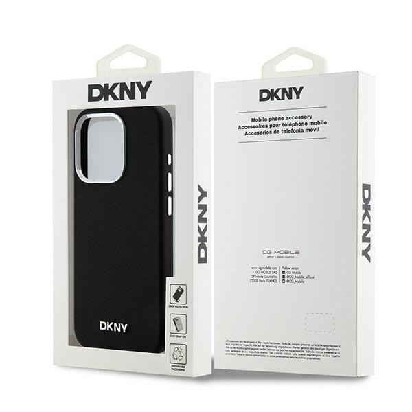 DKNY iPhone 15 Pro - Liquid Silicone Small Metal Logo - MagSafe Σκληρή Θήκη με Πλαίσιο Σιλικόνης - Black