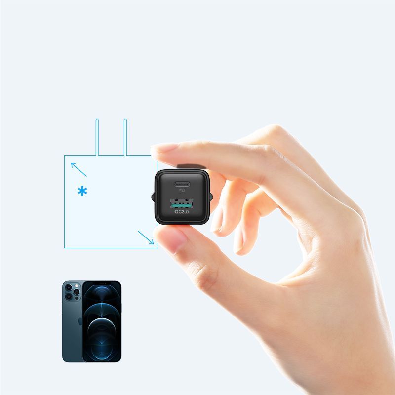 Joyroom L-QP207 Οικιακός Φορτιστής Γρήγορης Φόρτισης USB και Type-C QC 3.0 PD 20W - Black